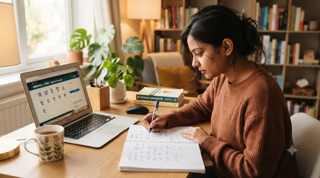 learn Bengali language using notebook and online resources