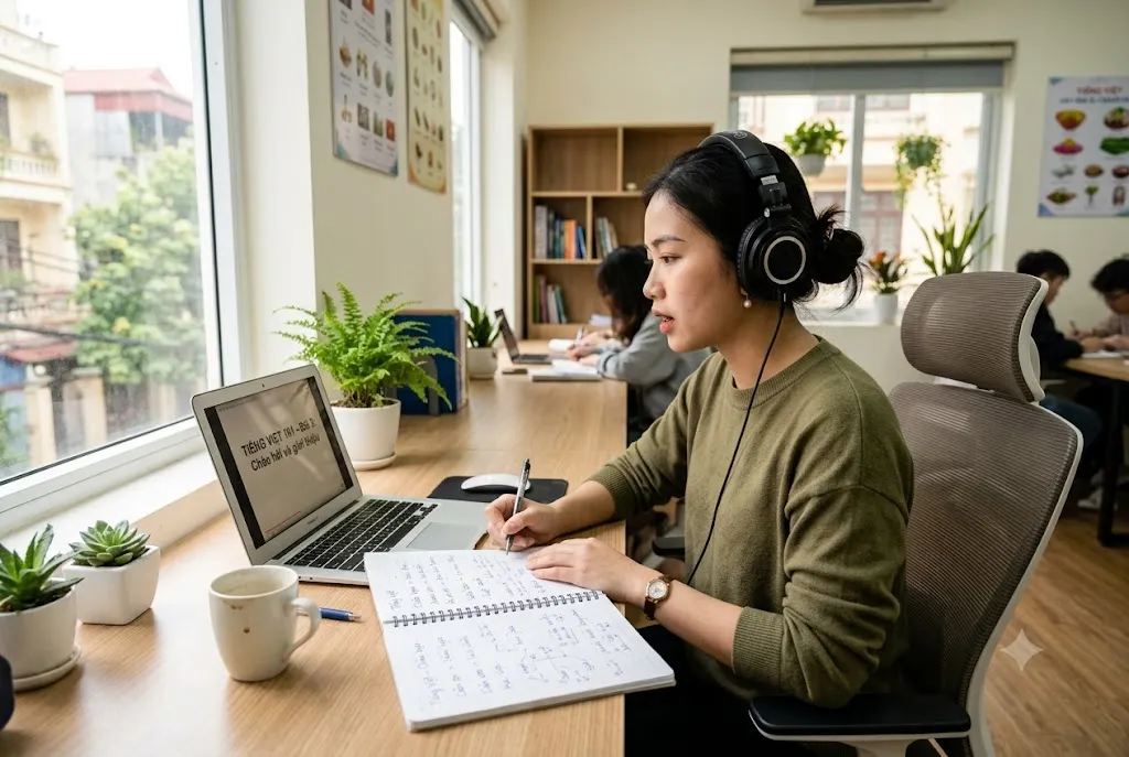 Student working to learn vietnamese language using structured study methods and practical resources