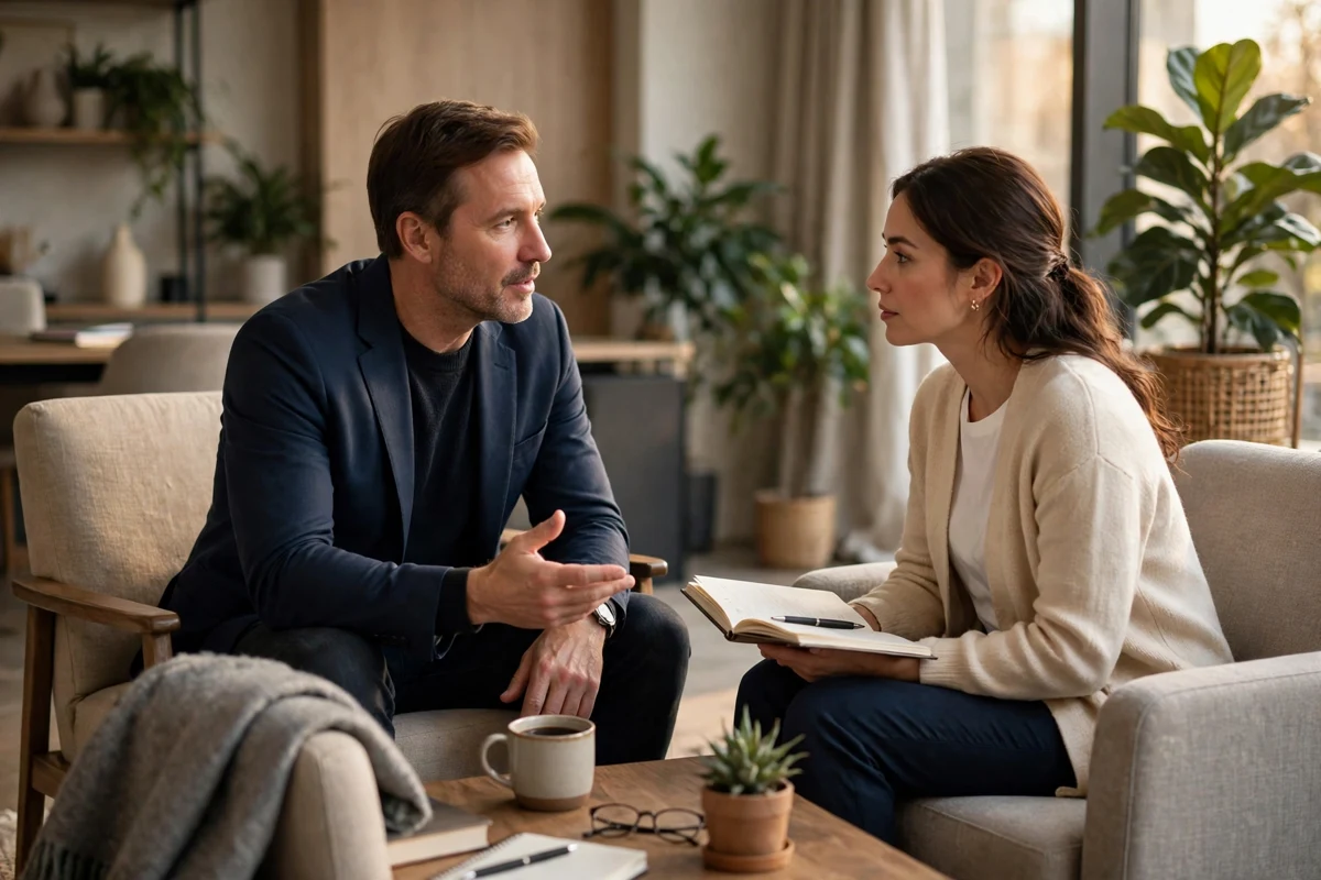 Professional career coaching session between a coach and a client